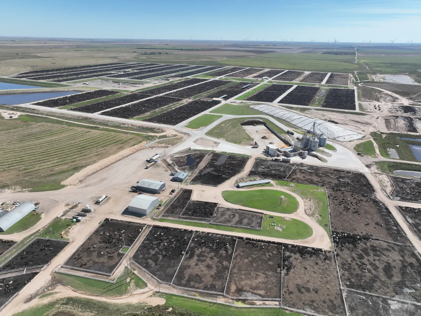 Aerial view of completed Wilroads Feed Yard facility expansion